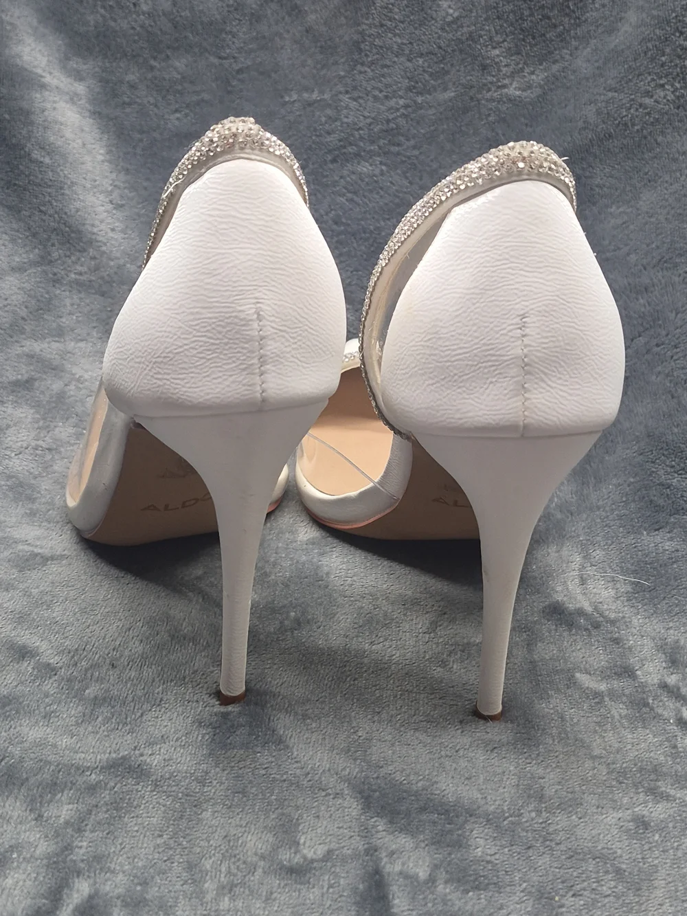 Aldo Fibeth Women's Heeled Pumps  White Pointed Shimmering Rhinestone  Size 8